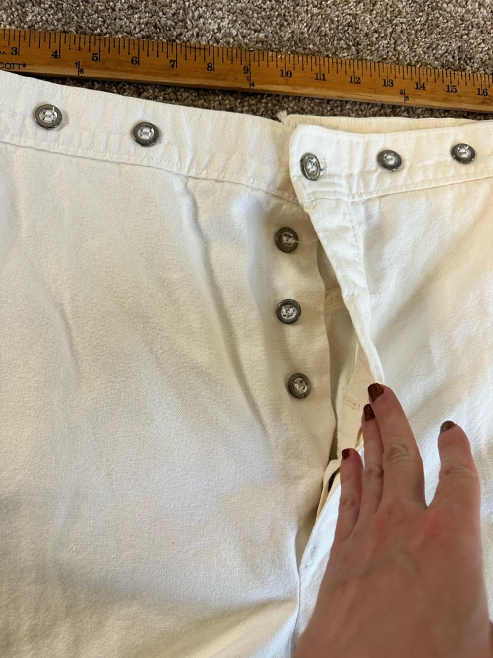 Classics Civil War Reenactment Pants size 40x32 White  Buttons Button Fly FLAW - Picture 12 of 15